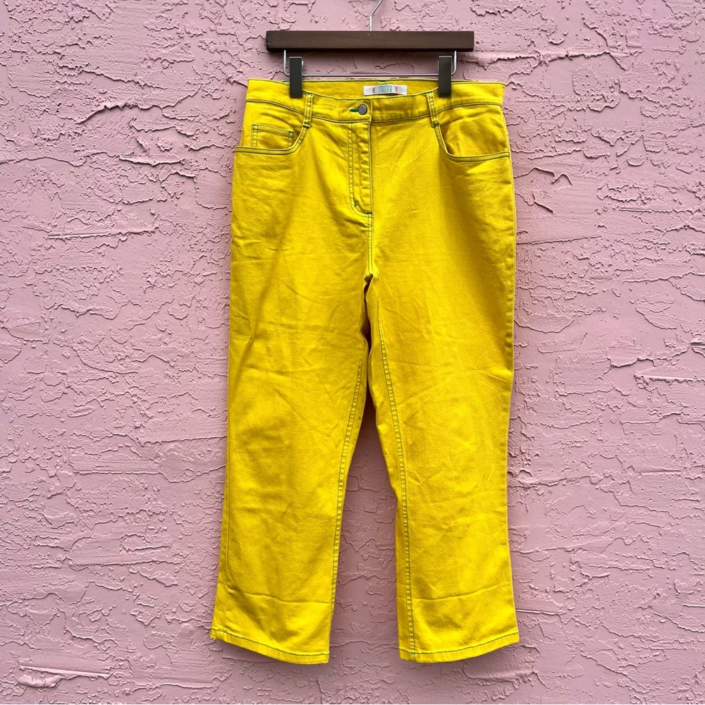 Vintage Bill Blass Jeanswear Yellow Pants Stretch Womens Size 12